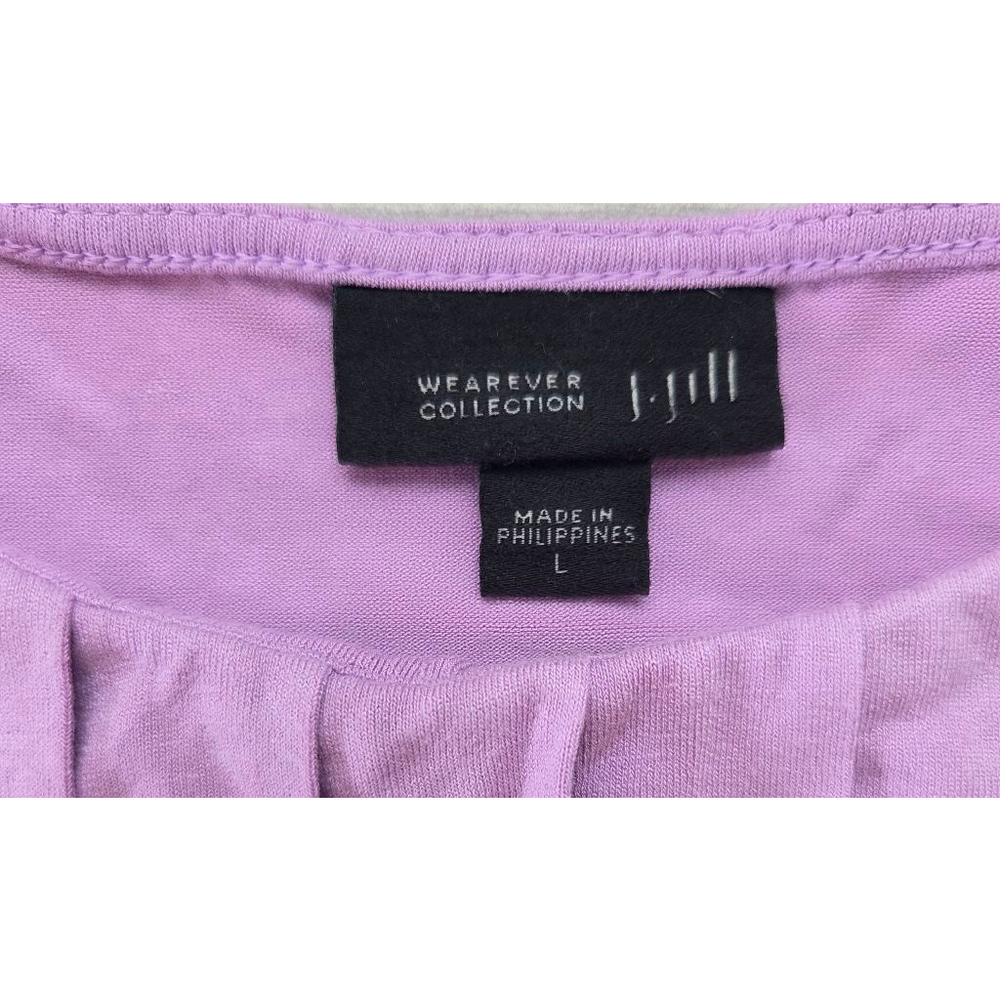 Women's J.Jill Lavender Short Sleeve Pleated Tee Standard L - Picture 2 of 2